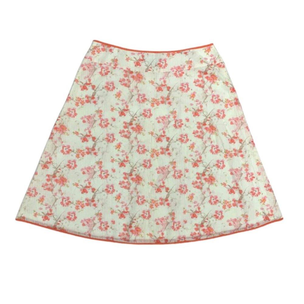 ANN TAYLOR Coral Floral Cotton Lined Skirt | 4